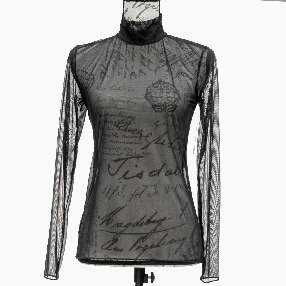 923-Commando Chic Mesh Turtleneck Top